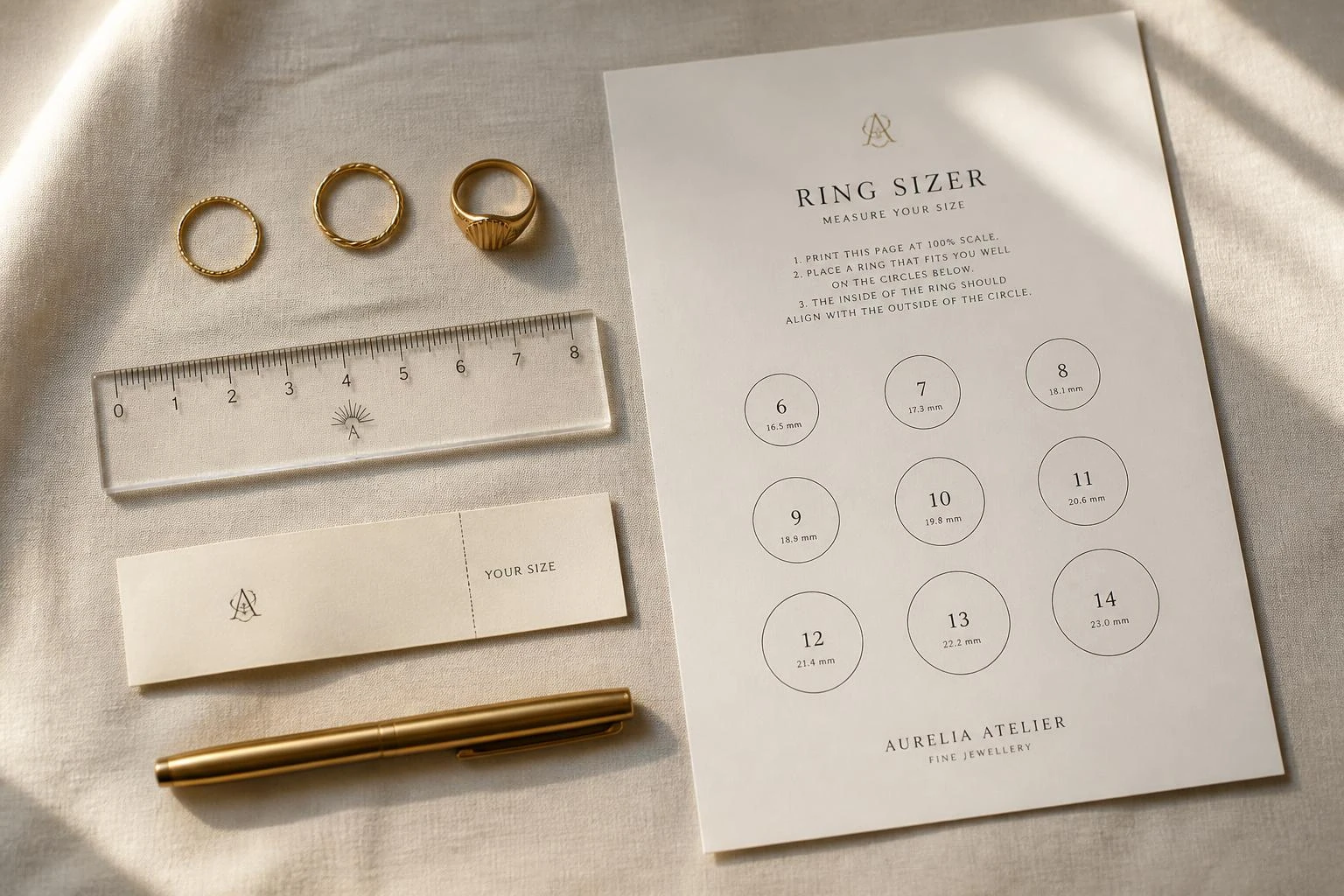 Orvielle ring sizing tools flat-lay