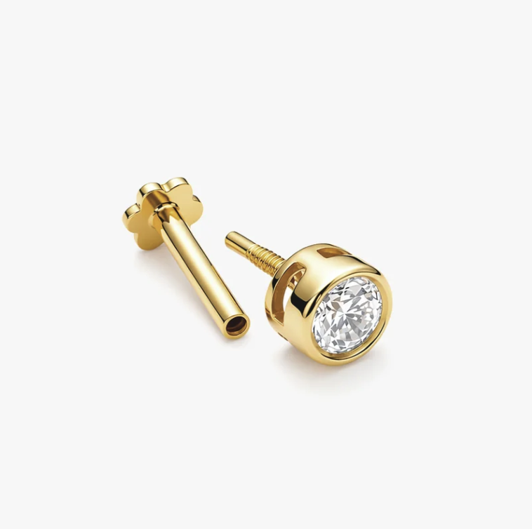 Product detail: flower-shaped flat back and hollow tube beside the threaded diamond front